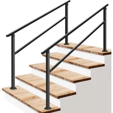 2-Pack 5 Step 36 in.H x 69 in.W Black Wrought Mattle Iron Stair Railing KitHR-00