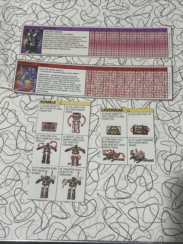 VTG 1984 G1 Transformers Insecticon Tech Spec Card Instructions