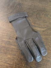 Salty DAMASCUS LEATHER Brown 3 FINGER SHOOTING Medium LONGBOW GLOVE