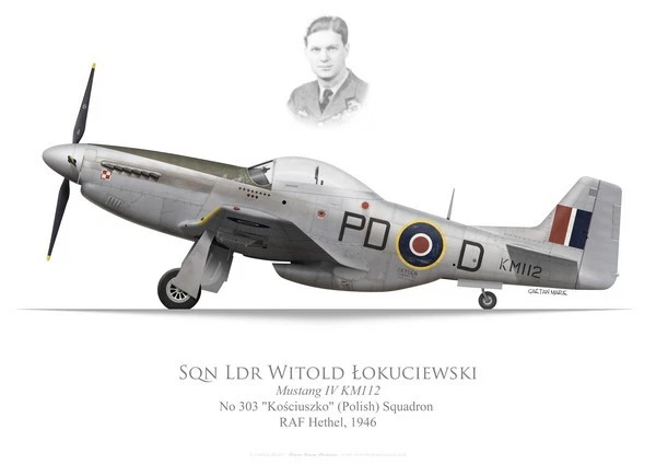 Print Mustang IV, S/L Witold Lokuciewski, 303 (Polish) Sqdn RAF (by G. Marie)