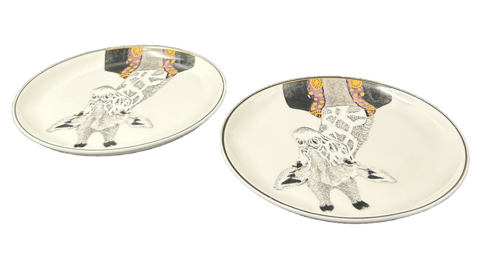 Pier One Giraffe Book Club Collection Fine China Salad / Dessert Plates