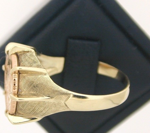 14ct yellow gold dos pesos mexican high carat gold coin ring