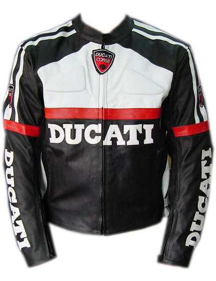 Veste en cuir de moto Ducati noire vêtement de protection motard