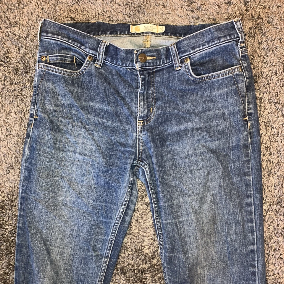 Pantalones de mezclilla Carhartt ajustados Bootcut para mujer 4 azules Westerncore Cowgirlcore Y2K Rodeo Foto 3 de 4