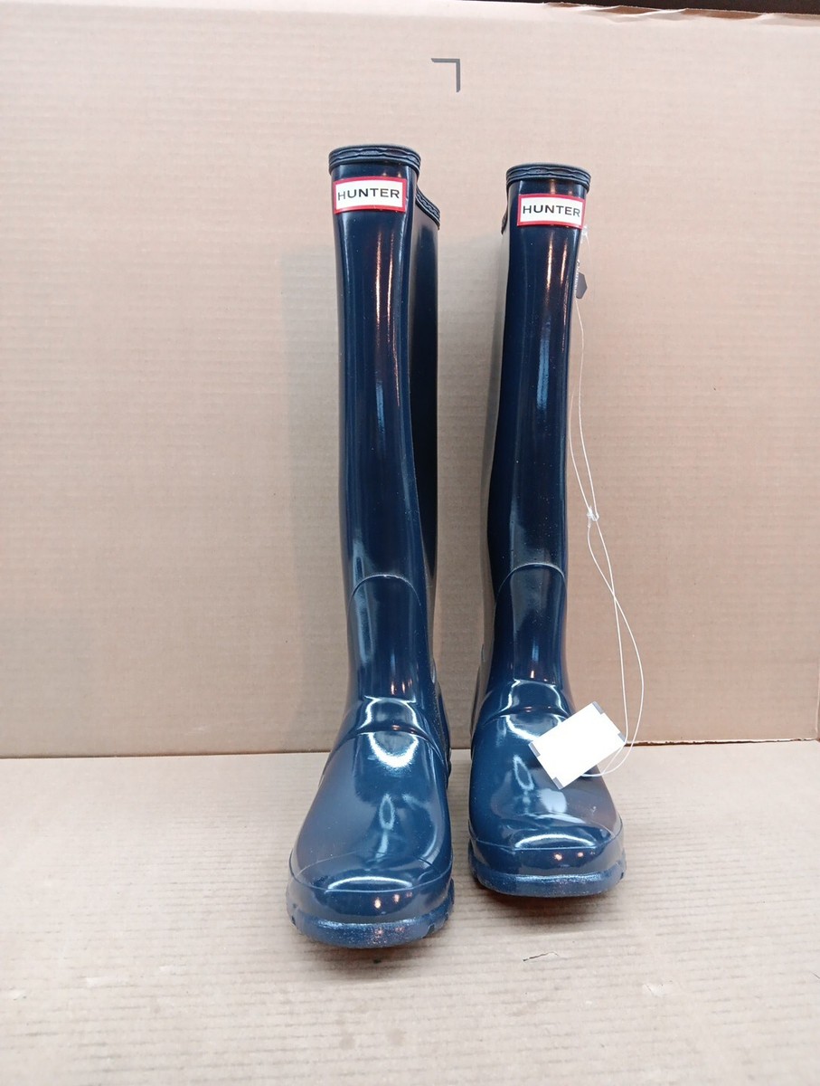 Hunter Womens Original Tall Gloss Style- Wft1000rgl, Navy, Sz