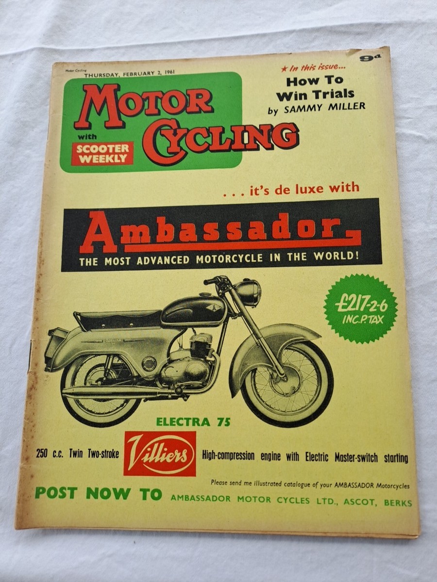 Motorcycling Magazine Feb 1961 Bianchi Racer Vespa, Sammy Miller