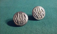 Lot 2 Old Norfolk and Western (N&W) railroad uniform cuff buttons Silver-Tone