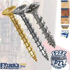 HINGE-TITE® SCREWS CROSS-RECESS POZI COUNTERSUNK FLAT RAISED BRASS CHROME