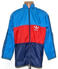 ADIDAS VINTAGE 1980'S BLUE TRAINING FOOTBALL RAIN JACKET SIZE S ADULT
