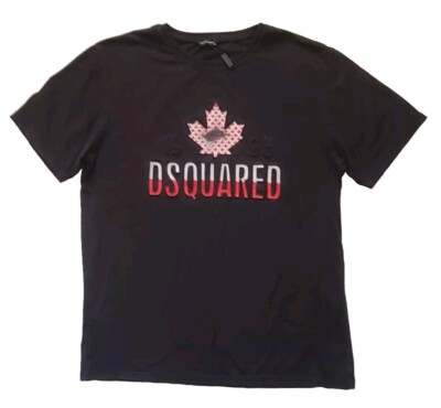 DSQUARED Tshirt T Shirt Mens XL Regular Fit Stretch Black 3D