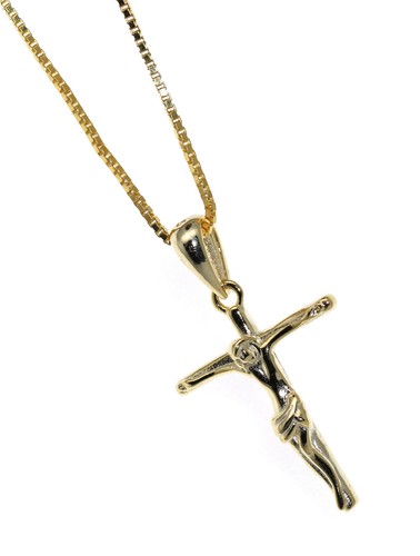 collana ciondolo croce tutto vero argento 925 bagno oro giallo bianco crocefisso - Foto 16 di 31