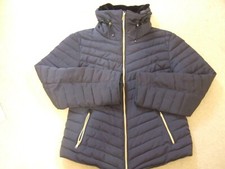 Puffa Style Jacket Size 14, Dark Navy With Black Trimmings, P To P 20 Inches Vgc