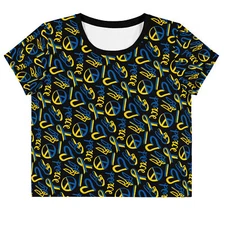 Ukraine Peace Pattern Women’s Crop T-Shirt, Trident & Flag Design