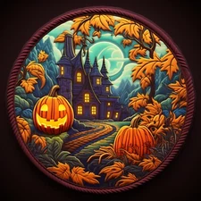 Autumn Patch Iron-on Applique Victorian Artistic Fall Festival Halloween Badge  