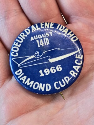 pop culture pinback Vtg button 60s Coeur D A'LENE IDAHO DIAMOND Cup Boat Race