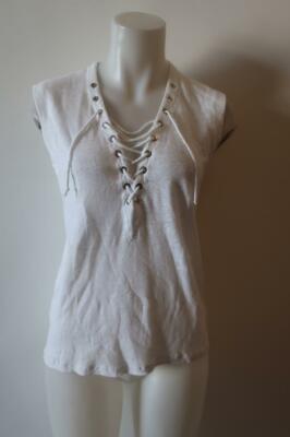WOMENS IRO WHITE TIE-UP W/GROMMETS SLEEVELESS TOP SZ XS*