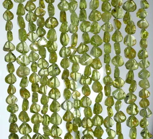7X5-8X6MM PIEDRA PRECIOSA PERIDOTO GRADO A PEPITA DE PERA VERDE CUENTAS SUELTAS 14 pulgadas - Imagen 4 de 4
