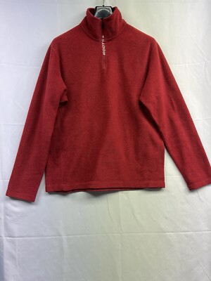 Roots Red Sweatshirt Fleece Crewneck Men's Size Large  Made In Canada 1/4 Zip
