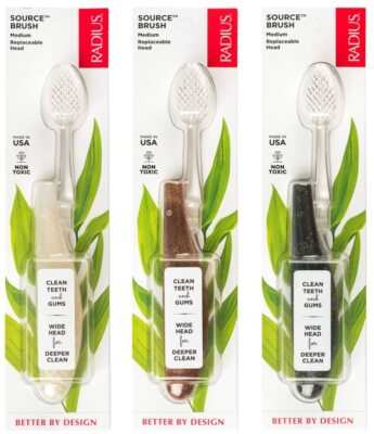 RADIUS Zahnbürste Quellbürste Medium verschiedene Griffe 3 Stück | BPA-frei