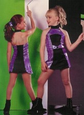 Child Large Dance Costume Jazz PAINT THE TOWN Purple Hologram