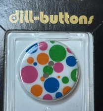 DILL BUTTONS Round White w/ Polka Dots #1613 ~ 3/4" (20mm) | 2 Pack