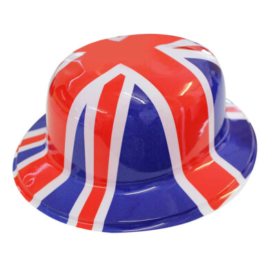 UNION JACK BOWLER HUT KUNSTSTOFF BRITISH ROYAL VE DAY STRASSENFEST FLAGGE PARTY