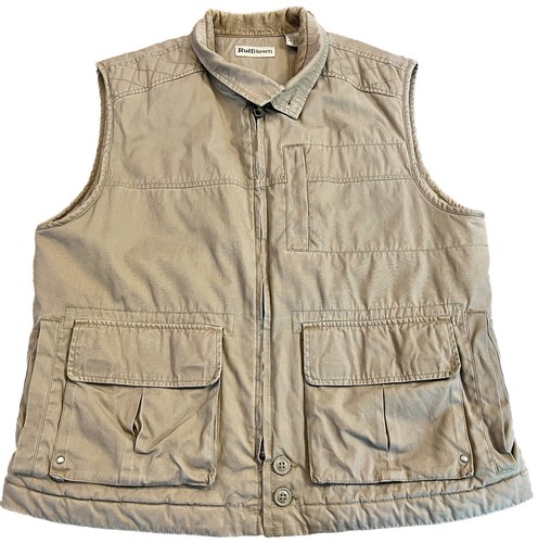 Gilet De Chasse/pêche Ruff Hewn Vintage - Homme Taille L - Vert Nylon Maille - Doublé