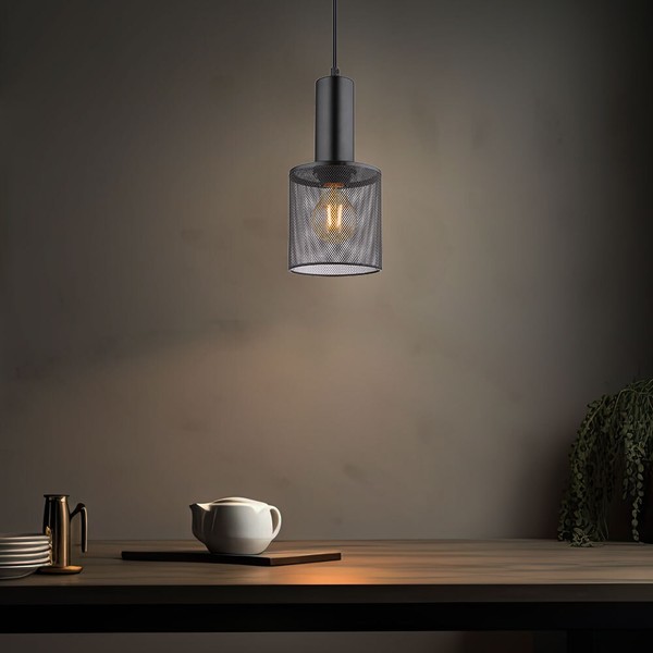 HäNgeleuchte Pendellampe Esszimmerlampe Schwarz Geflecht KüChenleuchte H 120 Cm-image