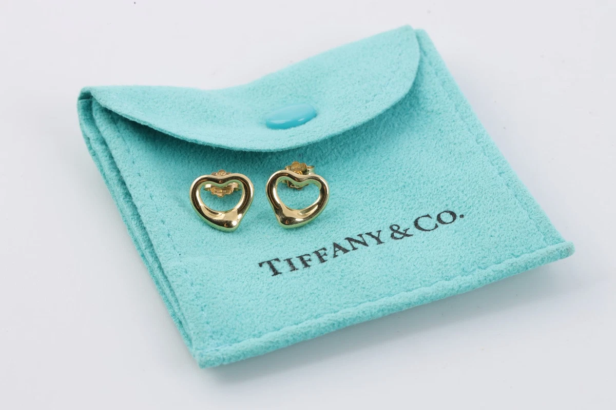 Tiffany Co. 18k Yellow Gold Elsa Peretti Open Heart Earrings