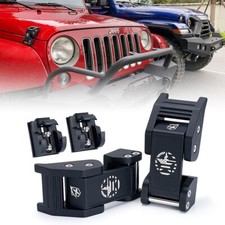 Pair Of Black Aluminum Star Hood Latch Kit For 2007-2024 Jeep Wrangler Jk Jl Jt