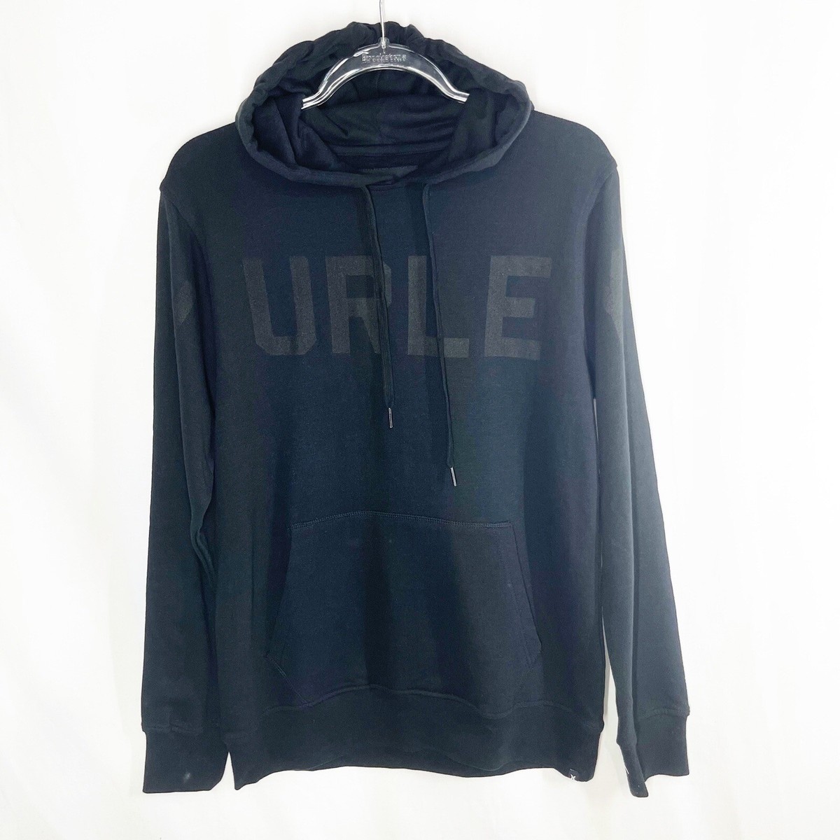 Hurley Mens Stadium Black Block Logo Hooded Fleece Sweatshirt