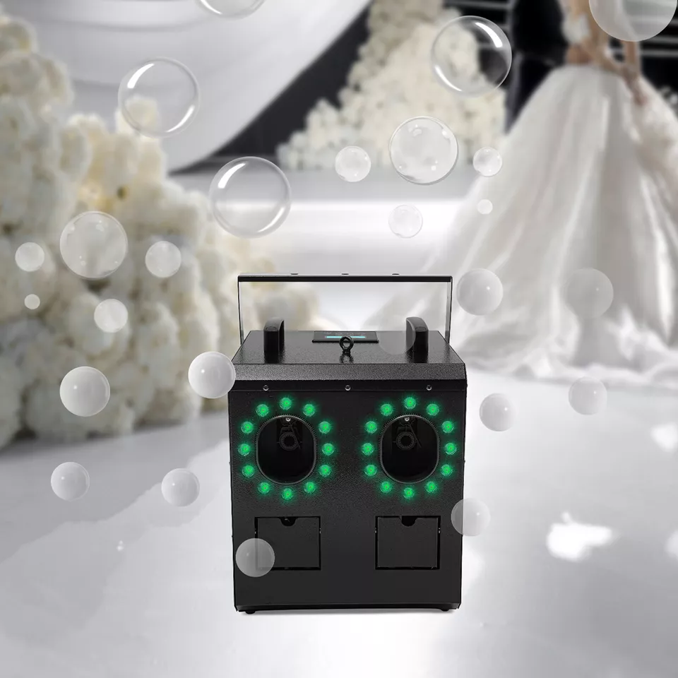 Smoke Fog Bubble Machine RGB LED Light Stage effect DJ Fogger Machine DMX Remote - Image 2 of 4