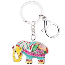 Enamel Alloy Floral Elephant Keychains Purse Car Key Ring Jewelry Charms Gifts