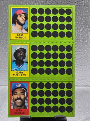 1981 Topps Scratch Off Bake McBride Gary Matthews Ivan DeJesus Full Panel!