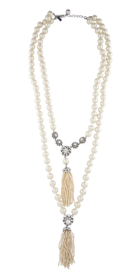 Kate Spade Necklace New York Putting on the Ritz Tassel Pearl Double Crystal gyu - Image 4 of 4