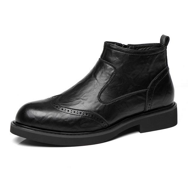 Men's Faux Leather Mid-calf Boots Chelsea Shoes Pull on Biker Casual Oversize Men's Faux Leather Mid-calf Boots Chelsea Shoes Pull on Biker Casual Oversize