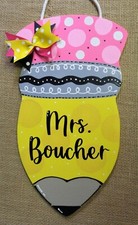 PERSONALIZED PENCIL SIGN Name School Teacher Appreciation Classroom Door Gift