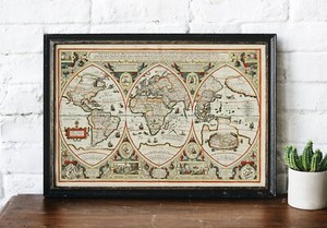 1618 World Map Geographica Restituta Verhaer History 11x16 Wall Art Poster Decor