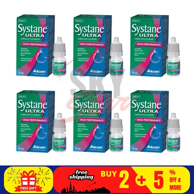 6 X Collirio Alcon Systane Ultra Lubrificante Alte Prestazioni 10ml SPEDIZION...