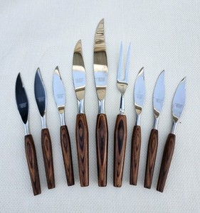 MCM Danish Modern Steak Knives & Carving Set Teak Handles Mode Danish