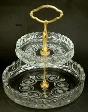 Etagere 2-stöckig Glas Gebäckteller Servierständer Vintage