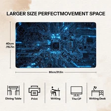 40*90cm XXL Large Gaming Desk Mat and Mouse Pad - Cyberpunk Circuit Board Design