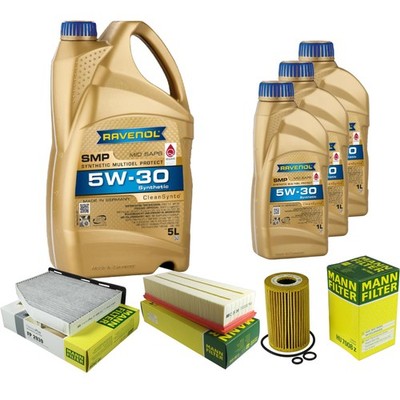 Inspektionspaket 8L RAVENOL 5W-30 für VW Passat 2.0 TDI 1.6 Tiguan Audi A3 Q3