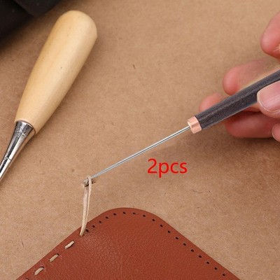 2pcs Awl Punch Tool Scratch Awl Brennende schlank mit Holzgriff für