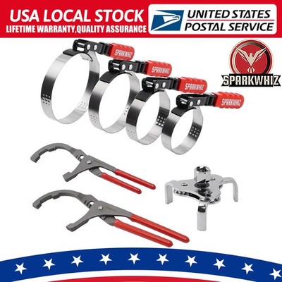 SPARKWHIZ 4 Size 7 PCS Adjustable Oil Filter Wrench Removal Tool 2-3/4'' - 5-1/4''