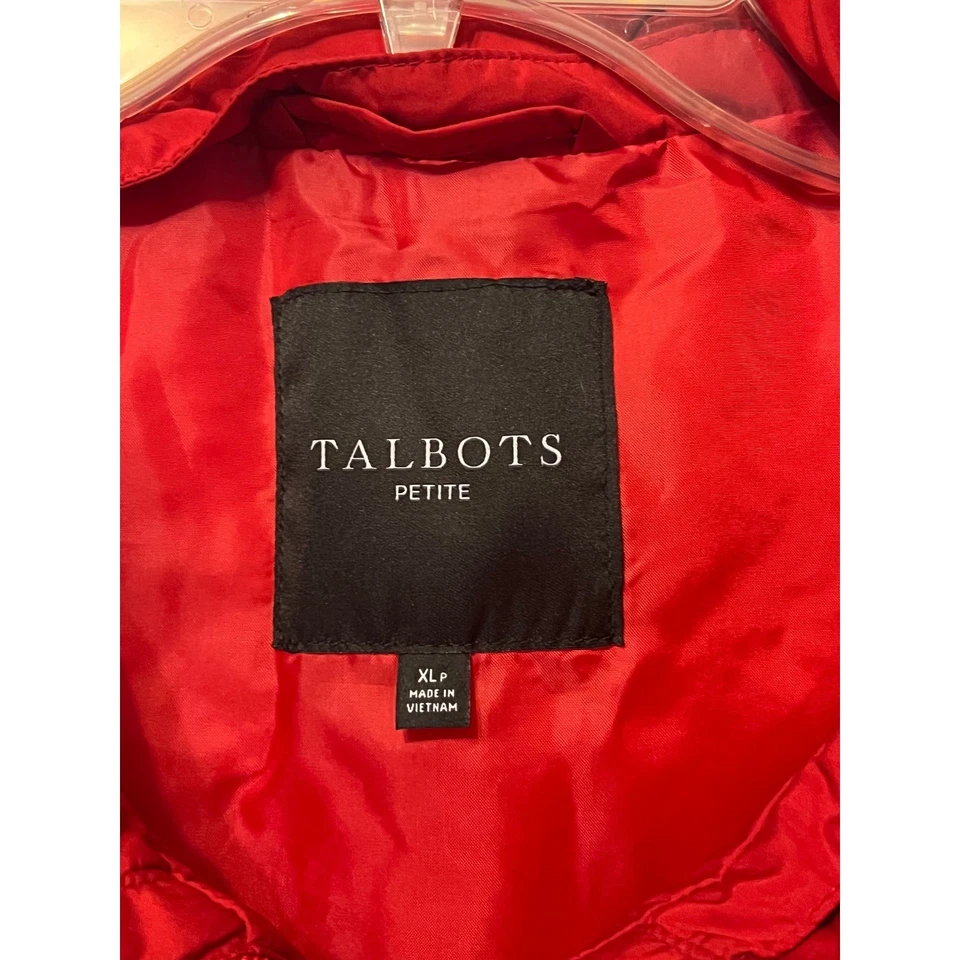 Talbots Petite XL Red Puffer Vest Quilted Down Fill Sleeveless Jacket Coat Fall - Image 3 of 4