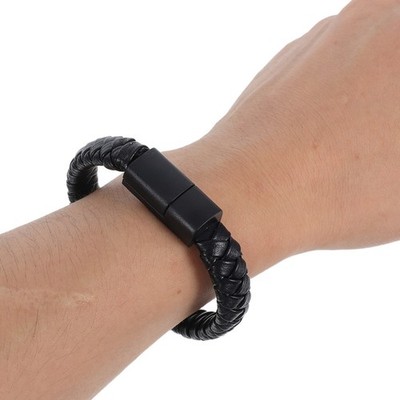 Braided USB C Data and Charging Cable Bracelet for High End Devices Black