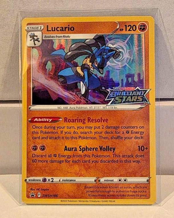 Lucario Holo SWSH186 Sword & Shield Promo Card Pokemon Stamped Pre Release