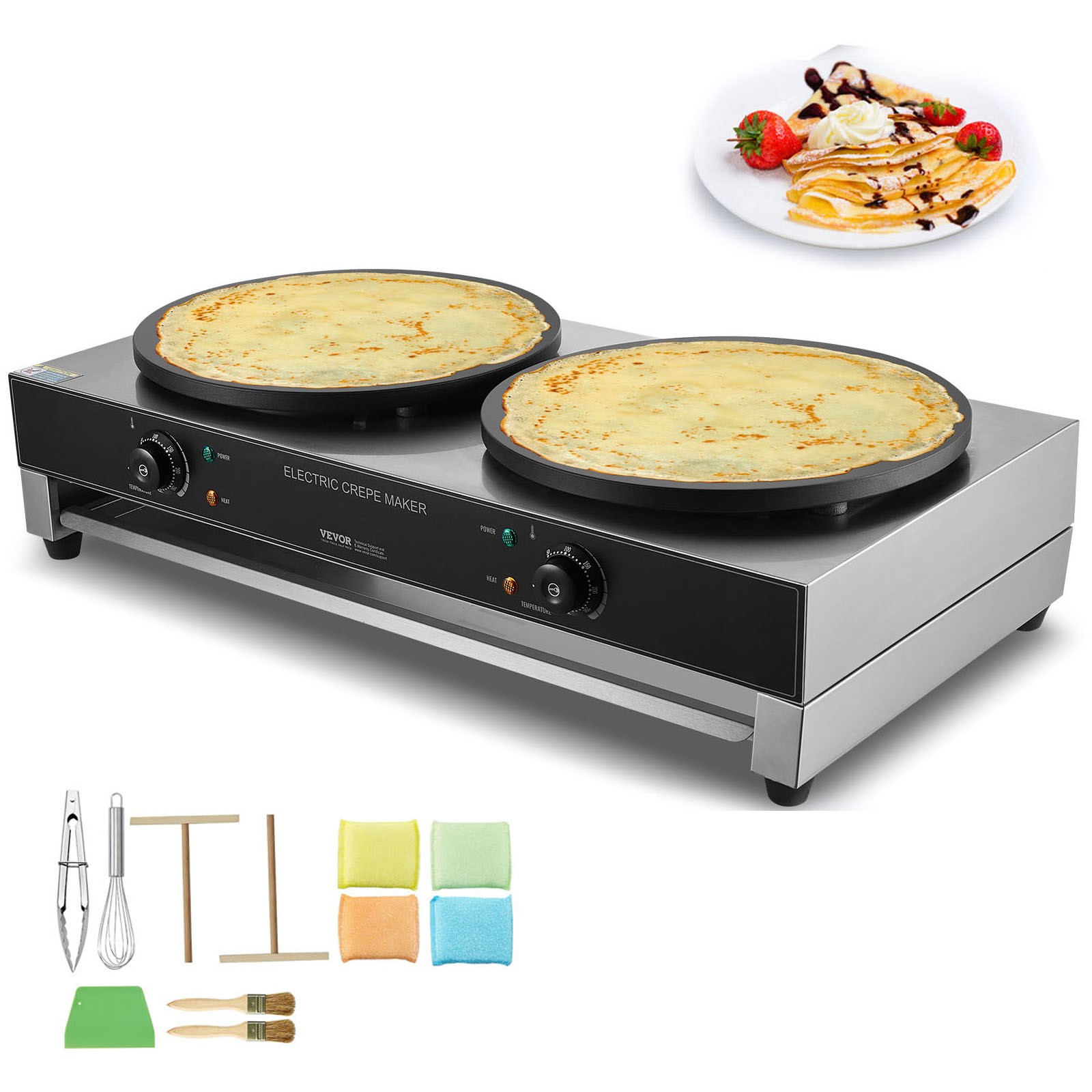 VEVOR 16-Inch Electric Crepe Maker Commercial Crepe Machine 3400W AC120V 60Hz