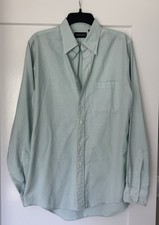 Vintage Lands' End Shirt Mens 16 35 Large Green Stripe Button Down USA Made 90s